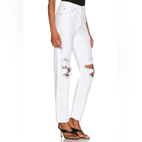 AGOLDE 90’s Jeans Mid Rise Loose Fit Vanish White Distressed Size 28 - Picture 9 of 16